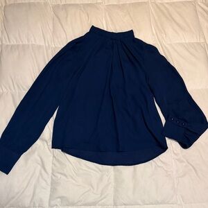 Navy women’s high neck, long sleeve blouse